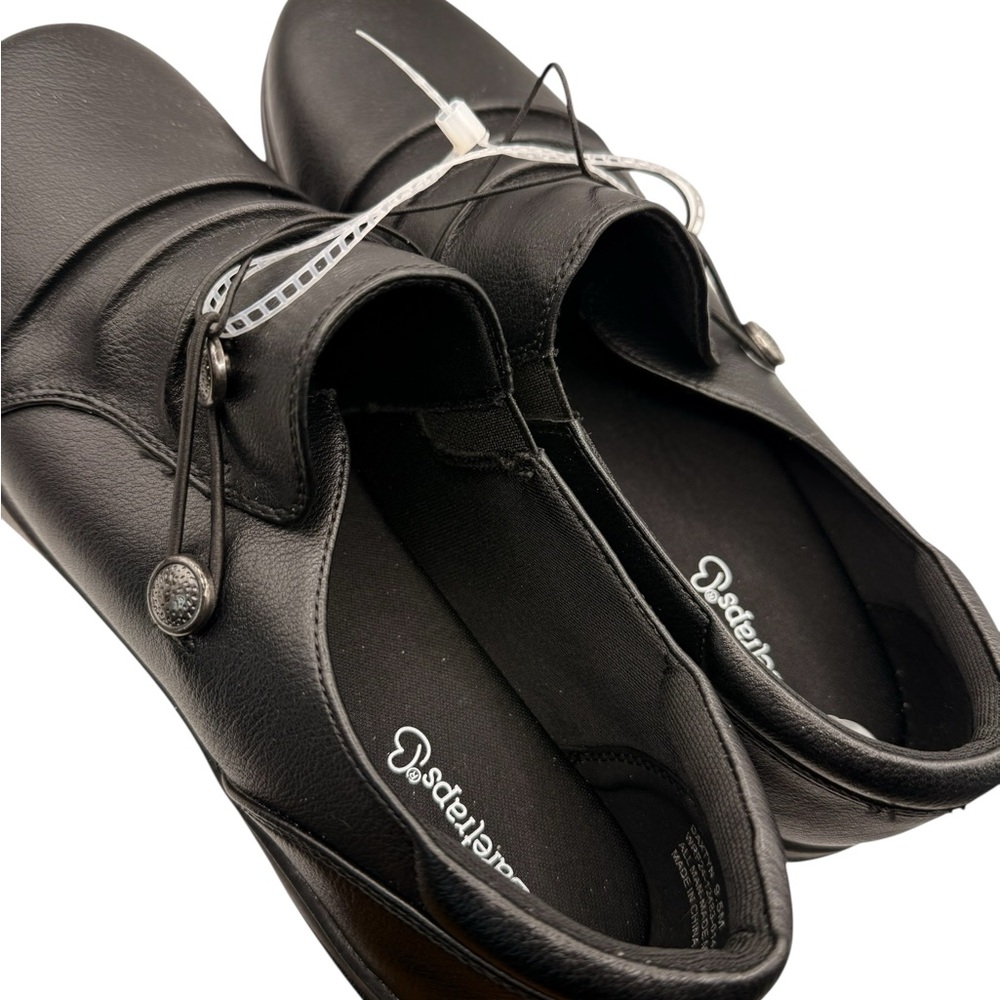 BareTraps Black Slip-On Loafers with Button Accent